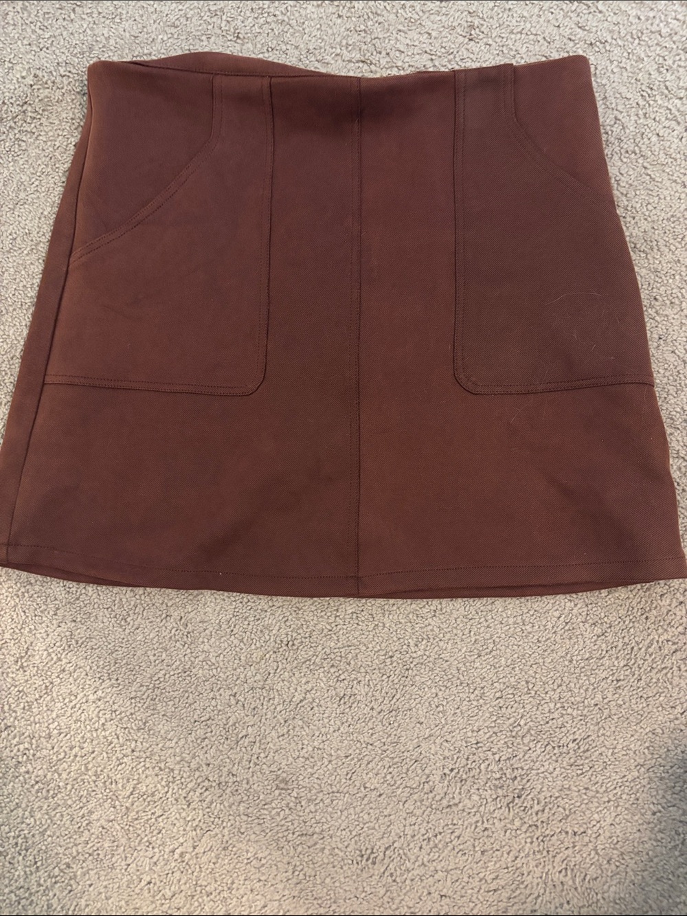 Listicle Brown Mini Skirt with Front Patch Pockets